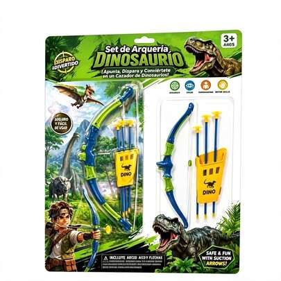 Conjunto de juguetes de arquería infantil con 1 arco y 4 flechas adhesivas, juego de tiro interactivo para interiores y exteriores, niños mayores de 3 años.