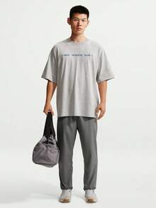 Nike Men's AS M NK TEE OS NAC Short Sleeve Knit Collarless T-Shirt TIM6140-077 - Light Grey - View 6