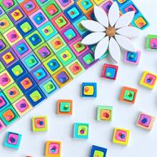 100/200g Dopamine Color Mosaic Glass Tiles, Modern Style 3D Effect Spray Painted Glass Blocks, Assorted Patterns And Colors Randomly Mixed Craft Materials, Suitable For Art Creation, Home Decor, Mosaic Inlay, Handmade DIY - DENGPAO - View 2