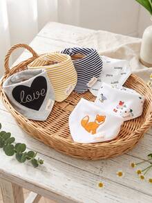 momscare 6pcs Baby Bibs, Soft Absorbent Baby Bibs, Suitable For Daily Use - Cute Design Exquisite Embroidered Baby Triangular Bibs - Multicolor - View 5