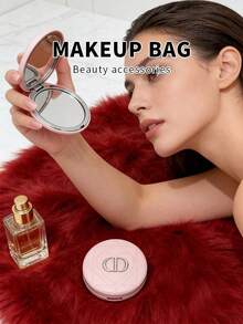 Dior Light Pink Quilted Compact Makeup Mirror, Metal CD Logo Double Sided Foldable Hand Mirror Portable Pocket Cosmetic Mirror Ladies Beauty Gift Accessory DIOR-GIFT-51 - Pink - View 5