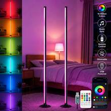 1pc RGB LED Floor Lamp, Smart APP And Remote Control, Music Sync Color Changing Adjustable Corner LED Light Strip, Suitable For Bedroom, Gaming Room, Living Room Home Decor, Halloween And Christmas Gift - Floor Lamp (Single) - View 2