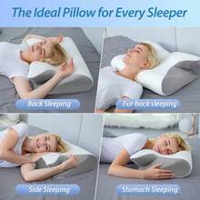 Ergonomic Cervical Pillow, Neck Support Pillow, Double-Sided Neck Pillow, Suitable For Bedroom Home Bedding, 2-In-1 Ergonomic Sleep Neck Support, Suitable For Side, Back, And Stomach Sleepers, Conforms To Body Contour Support, Provides Better Sleep - Grey - View 7
