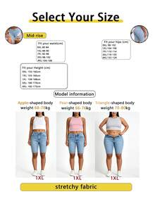 Women's Plus Size Washed Light Blue Denim Bermuda Shorts, Slim Straight Leg Fit, - Light Wash - View 6