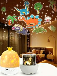 1pc Crown Starry Sky Projection Night Light With 21 Projection Films, USB Rechargeable Bedroom Ocean Dinosaur Mermaid Unicorn Pattern Projection Lamp, Colorful Rotating Star Moon Atmosphere Light, Suitable For Birthday, Christmas, Party - Multicolor - View 5