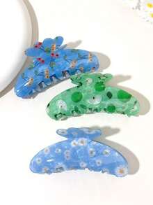 4pcs Gradient Shell & Starfish Rhinestone Hair Clips, Ocean Style Large Hair Claw, Sturdy Updo Hair Clips For Women's Vacation - Multicolor - View 14