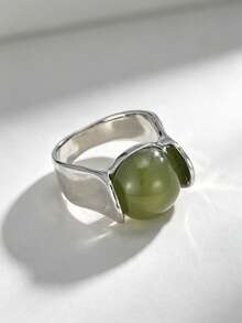 ZHIXUN 1pc Minimalist Fashion Wide Band Ring, Unique Geometric Line Design, Exquisite Niche, Versatile Item Suitable For Daily Casual Wear - Ring - View 4