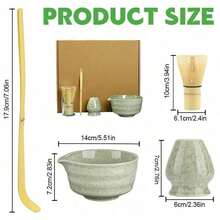 4-teiliges Handgefertigtes Matcha-Teeset Aus Bambusfaser Mit Schale, Besen, Löffel & Besenhalter – Erzeugt Feinen Schaum & Reichhaltige Textur, Perfektes Geschenk Für Matcha-Liebhaber, Ideal Für Die Latte-Zubereitung Zu Hause & Elegante Teemomente. - Grün - Übersicht 2