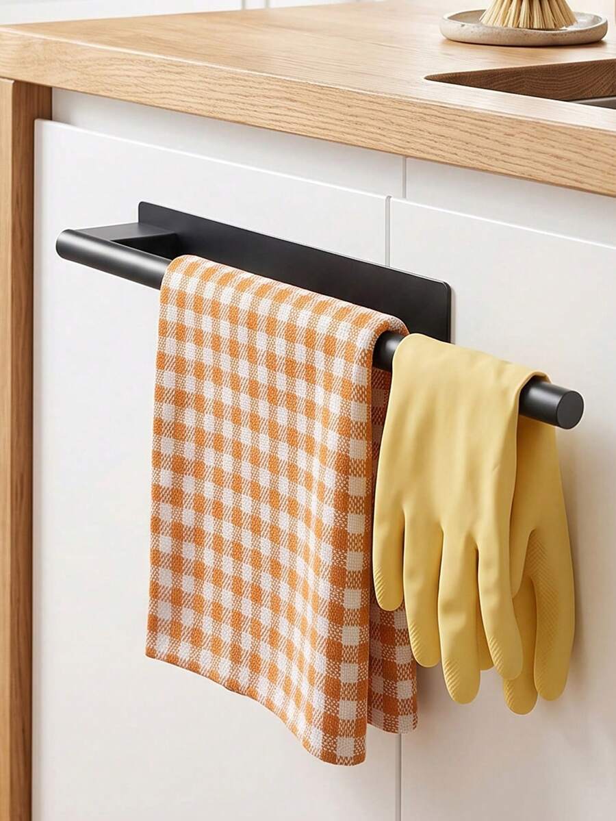 Stainless Steel Kitchen Storage Rack/Bathroom Towel Rack, Drill-Free Wall-Mounted Design, Waterproof And Rust-Proof, Strong Load-Bearing Capacity, Ideal Kitchen Accessory And Practical Bathroom Home Storage Solution - View 1