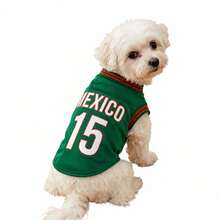 Mexico National Football Team Style Pet Jersey, Dog T-Shirt, Number 15, Striped Design, English Number Print, Suitable For All Dog Breeds, Perfect For Halloween, Christmas And Birthday Costumes - Green - View 5