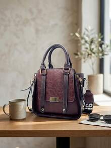 Women Fashion Handbags Top Handle Shoulder Bag Wallet Classic Vintage PU Leather Shoulder Bag Casual Crossbody Bags For Valentine's Day Use - 紫色 - 查看 2