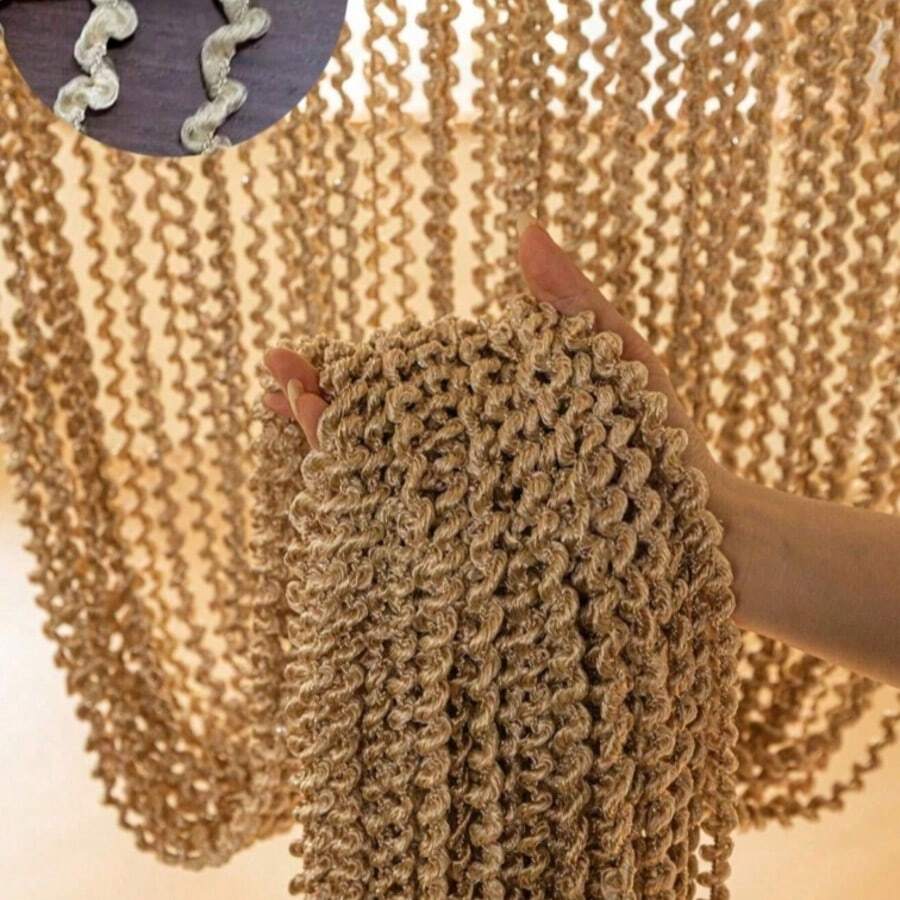 1pc Spiral Twisted Pattern Door Curtain Decorative Room Divider Curtain For Living Room, Bedroom, Kitchen - 1PC - View 1