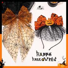 2pcs Funny Pumpkin Headband Spider Web Hair Clip Halloween Girls Holiday Costume Photo Props Halloween Headband Gift - Multicolor - View 2