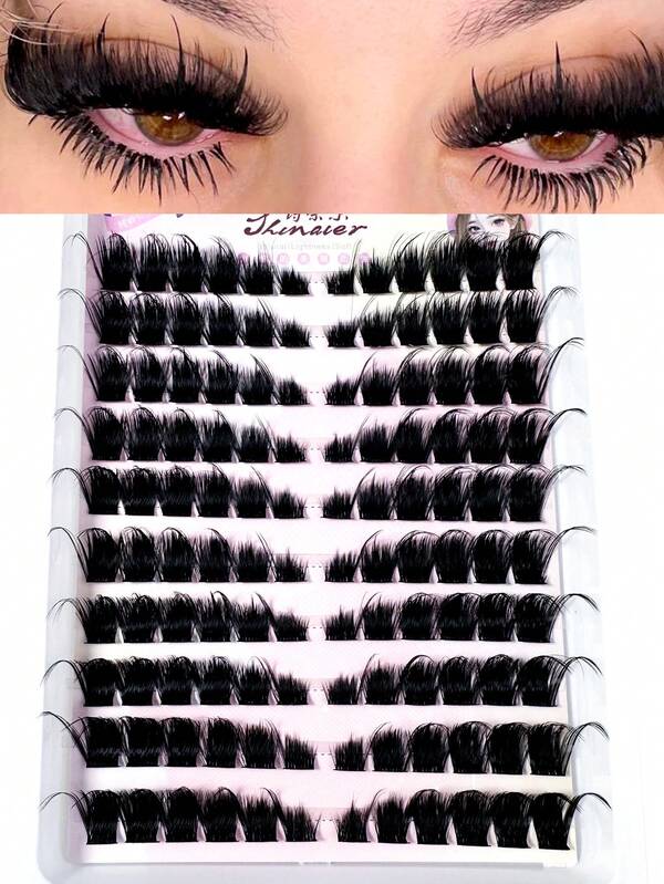 120 Pcs Wispy Lash Clusters Spiky Eyelash Clusters 10-18mm Eyelash Extensions Fox Eye Eyelash Right Left Individual Lashes Fox Tail Lashes Thin Soft Lash Extension Waterproof Lash Cluster School Supplie