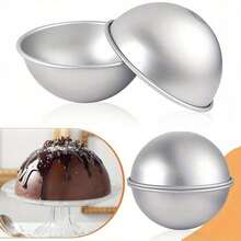1/2 Half Sphere Cake Mold (4/8 Inch), Semi-Circular Baking Pan, Aluminum Non-Stick, Heat-Resistant And Easy Release, For Oven Baking Basketball Cake, Soccer Cake And 3D Spherical Cake, Essential Kitchen Tool For Christmas - Hemispherical Mold - View 3