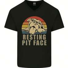 Resting Pit Bull Face Funny Dog Baby Mens V Neck Cotton Maglietta- - 款式 - 查看 1