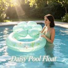 1pc Adult Oversized Daisy Flower Inflatable Swim Ring, Mint Green Ring-Shaped Float For Beach And Pool, Photo Prop - Mint Green - View 2