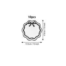 10/20/40pcs Black Bow Wavy Edge Disposable Paper Plates, Coquette Style Wavy Dinner Plates, White Background With Black Ribbon Bow Print, 7-Inch And 9-Inch Party Plates, Suitable For Birthday Parties, Bridal Showers, Baby Showers, Tea Parties, Picnics And Girls Gatherings - Black - View 10
