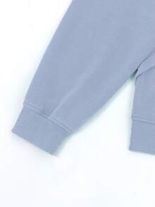 Women's Casual Cute Light Blue Knitted Fabric Short Sleeve Shacket Regular Length Rib-Knit Detail Round Neck Jacket For Spring And Fall Outfits - Light Gray-blue - View 8