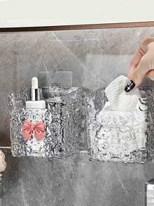 3pcs/2pcs/1pc Wall-Mounted Glacier Texture Storage Box, No Drilling Required. Can Be Used As Brush Holder, Toothbrush Holder, Toothpaste Holder Or Razor Set Wall-Mounted Storage Rack. Perfect For Autumn Decoration. - Multicolor - View 3