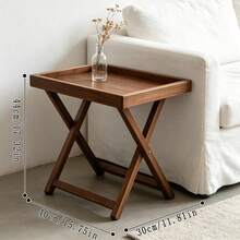 Foldable Bamboo Sofa Side Table, X-Leg Portable Side Table With Detachable Snack Tray Desktop, Space-Saving Folding Coffee Table, Suitable For Small Spaces, Can Hold Drinks, Snacks And Laptop, Practical Home Decor, Suitable For Living Room, Bedroom, Balcony And Bedside Use - Multicolor - View 12