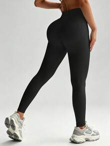 DINBEY Women's Outdoor High-Waist Sports Pants, Butt-Lifting Yoga Pants, Suitable For Running, Fitness And Yoga Black - Black - View 4