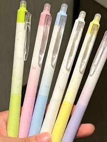 6pcs Gradient Dreamy Butterfly Clickable Gel Pens, Girl Color Palette, 0.5mm Black Ink, Quick-Dry Minimalist Ballpoint Pens For Exam Practice - Dreamy Gradient - View 5