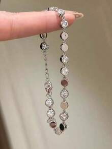 1pc Stainless Steel Fashion Lace Trim Bracelet, Elegant Delicate Adjustable Bangle, Niche Design With Premium Feel - Bubble Bracelet - View 1