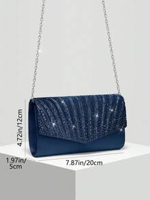 New Women's Sparkling Rhinestone Evening Bag, Bridal Wedding Bag, Versatile Handbag, Crossbody Bag, Wedding Season Bag, Perfect For Weddings, Conferences, Banquets, Parties, Balls, Beach Parties, Best Gift For Women - Blue - View 7