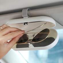 1pc Universal Car Sun Visor Glasses Holder, Durable Material Glasses Storage Box, With Buckle Fixation, Multi-Functional Car Interior Accessory - A - View 2