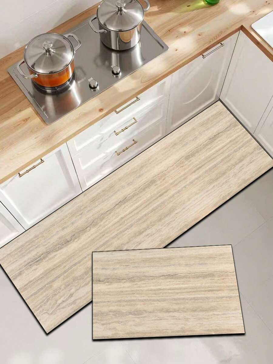 1 Pc Yellow Rock Pattern Kitchen Mat, 3.5 Mm Soft Rubber That Absorbs Water And Is Easy To Clean. Suitable For Corridors, Bathrooms, Living Rooms, Outdoor Door Mats, And Toilets. Useable Throughout The Year And For Various Holidays. - Multicolor - View 1