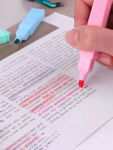 6pcs/12pcs Square Barrel Fluorescent Macaron Color Highlighter Marker Pen Set For Students, Note-Taking And Key Point Marking - Multicolor - View 8