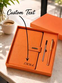 Personalized Name Notebook Gift Set With Pen, Custom Red Leather-Look Journal And Writing Set In Elegant Gift Box, Portable Planner For Office, Business, Travel, Christmas, Birthday, Graduation, Anniversary Gift For Women And Men - Multicolor - View 5