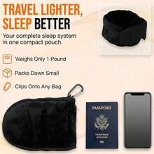 3-In-1 Travel Pillow Set With Eye Mask, Portable Neck Support Pillow, Adjustable Headband, Essential For Airplane, Car, Train Travel Sleep, Comfortable Rest - Black - View 7