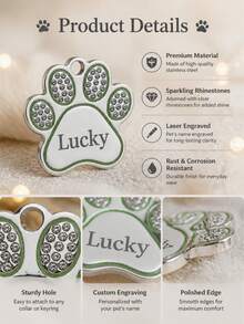 Custom Engraved Pet Name Tags, Personalized Pet Labels, Personalized Dog Collars, Pet Pendants, Cute Cat And Dog Name Tags, Custom Dog Tag Pendants, Personalized Cat And Dog Pet Identification Name Pendants, Custom Decorative, Engraved, Stainless Steel Pet Collar Tags Pendants. - Multicolor - View 10