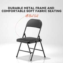 4 Pack Folding Chairs, Fabric Dining Chair Set With Padded Cushion And Back, Indoor Outdoo Seat For Home Office Events Wedding Party Charcoal Fabric Seating - Black - View 5