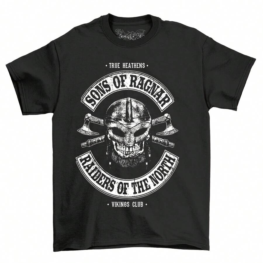 تي شيرت جمجمة فايكنج أبناء راغنار - مضحك وشرس! أطلق العنان لمحاربك الداخلي - النمط - مشاهدة 1