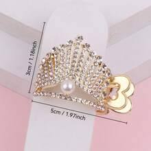 2pcs Luxury Rhinestone & Pearl Crown High Ponytail Hair Clip Hair Claw Clip, Daily Hair Accessory - Multicolor - View 5