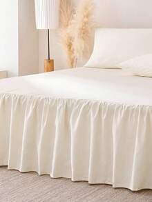 HONEYMOON 1pc Basic Lightweight Ruffle Bed Skirt, Classic Style, Soft & Fashionable, 100% Microfiber Material, 16 Inch Drop, Suitable For Home Bedding, School Dorm, Back To School Essential, Beige - Beige - View 8