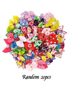 6/20/40/60/100 piezas Accesorios para el pelo de mascotas de colores aleatorios lindos, decoraciones universales para gatos & perros, adornos de aseo diario, hacen felices a las mascotas, regalos de cumpleaños & Navidad para mascotas - Multicolor - Ver 10