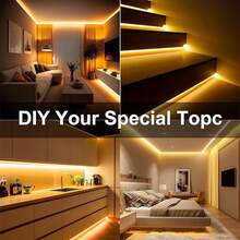 Touch Dimmable COB LED Strip Light USB Flexible Diode Light Strip For Room DIY, TV/Computer Backlight, Wall Decoration Linear Lighting - Warm White - View 5