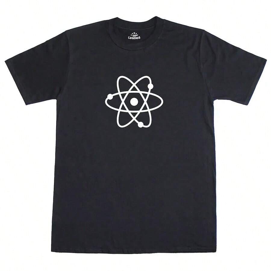 Science Atom Graphic Mens Cotton Tee Shirt - 黑色 - 查看 1
