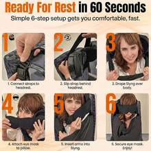 3-In-1 Travel Pillow Set With Eye Mask, Portable Neck Support Pillow, Adjustable Headband, Essential For Airplane, Car, Train Travel Sleep, Comfortable Rest - Black - View 3