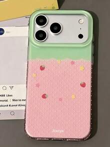 Sweet Cute Polka Dot Strawberry Stars Pattern Phone Case Compatible With IPhone 17 Pro Max 17 Pro 17 16 Pro Max 16 Pro 16 15 Pro Max 15 Pro 14 Pro Max 14 Pro 13 12 Pro Max 11 Lovely Glossy Jelly Soft Shockproof Protective Back Cover - Multicolor - View 2