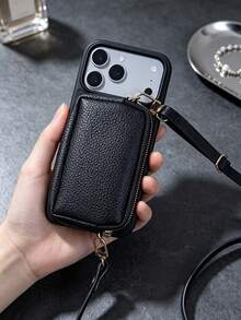 1pc Luxury Litchi Texture Large Capacity Coin Card Holder Zipper Bag ...