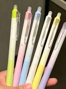 6pcs Gradient Dreamy Butterfly Clickable Gel Pens, Girl Color Palette, 0.5mm Black Ink, Quick-Dry Minimalist Ballpoint Pens For Exam Practice - Dreamy Gradient - View 7