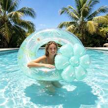 1pc Adult Oversized Daisy Flower Inflatable Swim Ring, Mint Green Ring-Shaped Float For Beach And Pool, Photo Prop - Mint Green - View 5