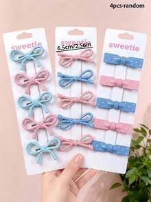 4/8/12件組 粉色與藍色波點蝴蝶結髮夾，甜美髮飾－適合女孩與女性，完美適用於日常配戴與返校季 - 彩色 - 查看 14