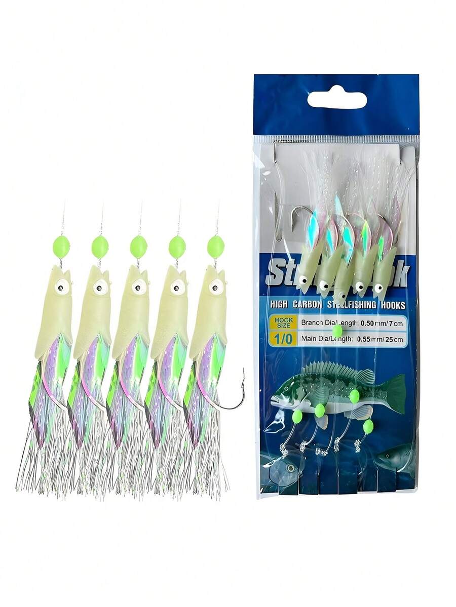 1 Set Fish Head String Hook Fishing Rig, Luminous String Hook Fish Head Hook Anti-Tangle Bionic Lure Fishing Tackle - Multicolor - View 1