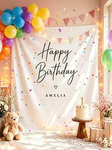 可客製化生日快樂橫幅（含姓名）、個性化生日姓名旗幟、波希米亞風生日牆飾、生日派對裝飾、畢業與喬遷橫幅、派對裝飾、戶外牆面藝術背景、人像攝影道具 - 彩色 - 查看 6